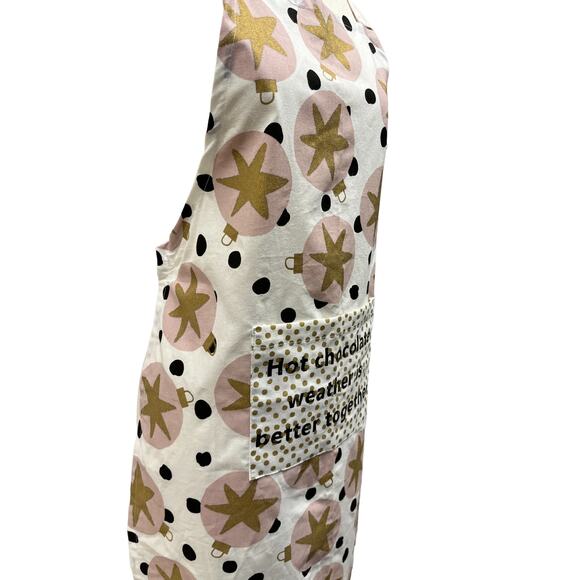 Unbranded Christmas Apron Hot Chocolate Cocoa Bar Pink Gold Black Dots Small - Picture 4 of 5